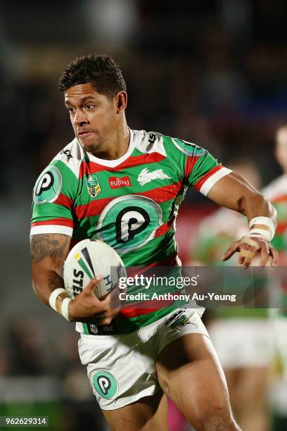 Dane Gagai of the Rabbitohs makes a run during the round 12 NRL match between the New Zealand Warriors and the South Sydney Rabbitohs at Mt Smart...