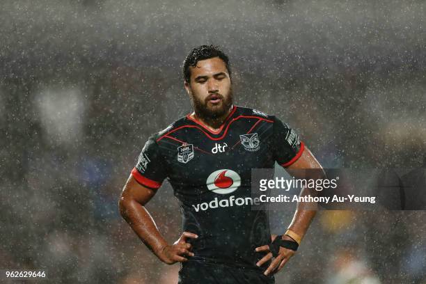 Peta Hiku of the Warriors looks on during the round 12 NRL match between the New Zealand Warriors and the South Sydney Rabbitohs at Mt Smart Stadium...