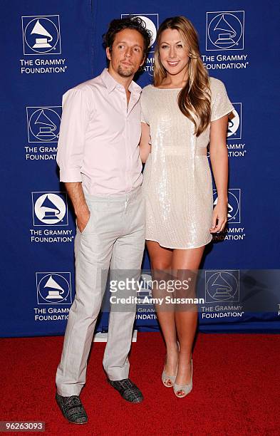 Musician Jason Mraz and singer Colbie Caillat attend the Music Preservation Project "Cue The Music" held at the Wilshire Ebell Theatre on January 28,...