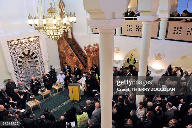 French Interior Minister Brice Hortefeux and rector of the Paris mosque and the President of the French Council of the Muslim Religion Dalil...