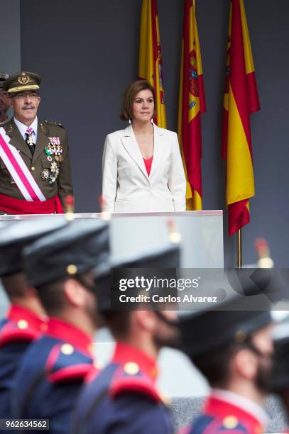 Spanish Minister of Defence Maria Doroles de Cospedal attends the Armed Forces Day on May 26, 2018 in Logrono, Spain.