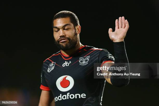 Adam Blair of the Warriors reacts during the round 12 NRL match between the New Zealand Warriors and the South Sydney Rabbitohs at Mt Smart Stadium...