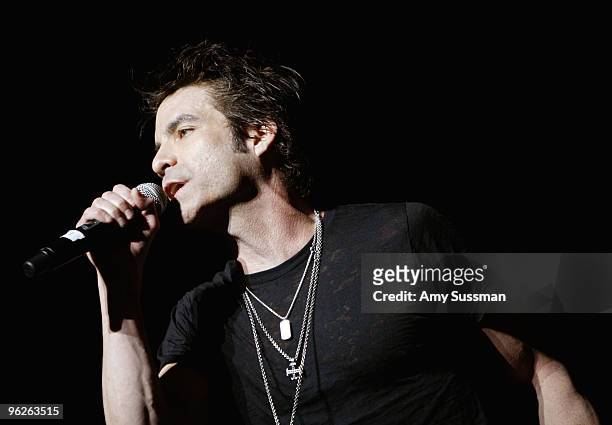 Singer Pat Monahan performs at the Music Preservation Project "Cue The Music" held at the Wilshire Ebell Theatre on January 28, 2010 in Los Angeles,...