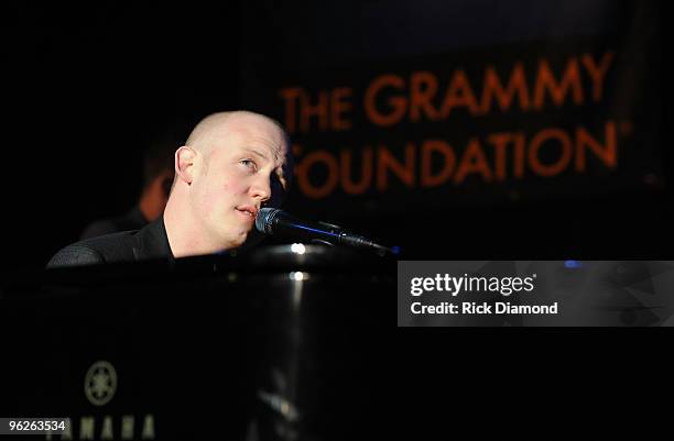 Musician Isaac Slade of The Fray performs onstage at the Music Preservation Project "Cue The Music" held at the Wilshire Ebell Theatre on January 28,...