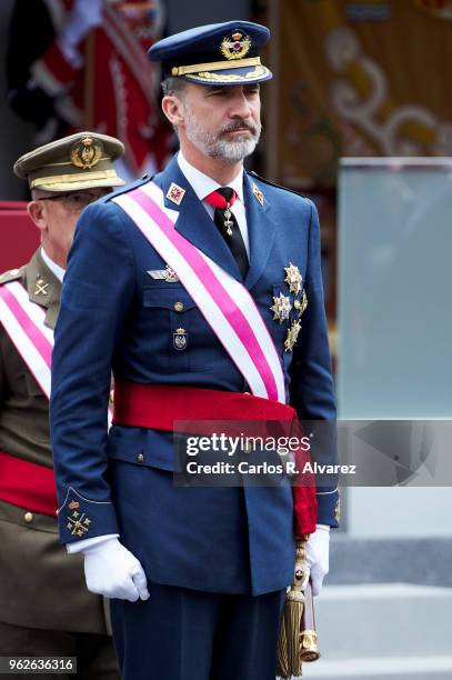 King Felipe VI of Spain attends the Armed Forces Day on May 26, 2018 in Logrono, Spain.