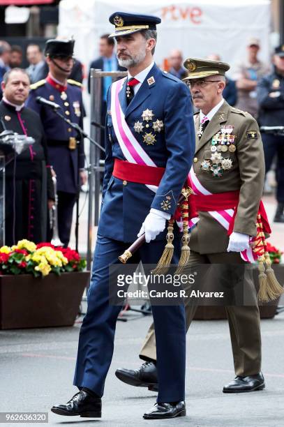 King Felipe VI of Spain attends the Armed Forces Day on May 26, 2018 in Logrono, Spain.