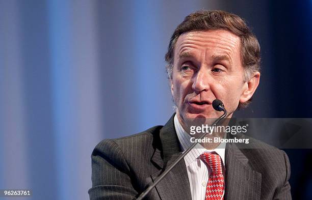 Stephen Green, chairman of HSBC Holdings Plc, speaks during a plenary session titled "Business Leadership in the 21st Century" on day three of the...