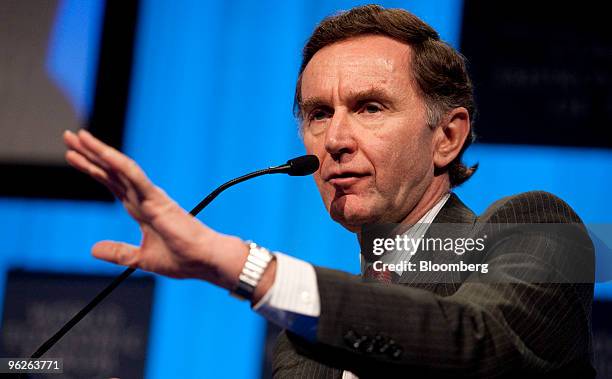 Stephen Green, chairman of HSBC Holdings Plc, speaks during a plenary session titled "Business Leadership in the 21st Century" on day three of the...