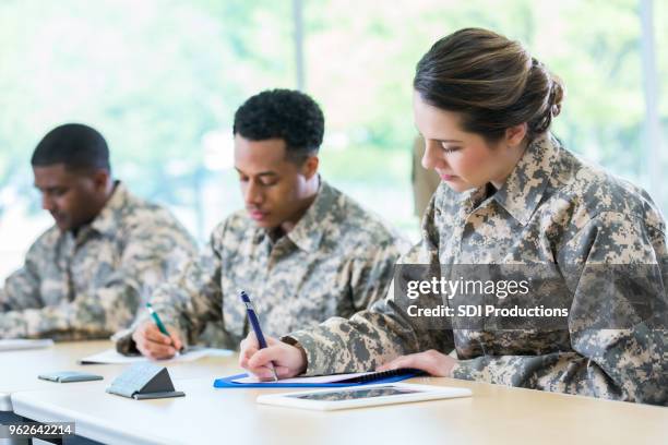 cadets take test in military academy - pelotão imagens e fotografias de stock