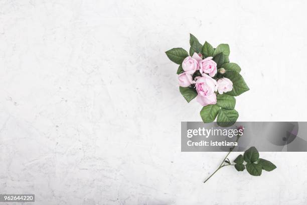 pink roses in vase - wedding background foto e immagini stock