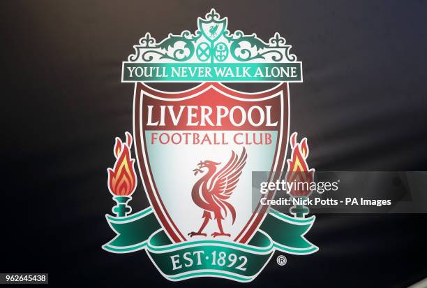 General view of the Liverpool logo during the UEFA Champions League Final at the NSK Olimpiyskiy Stadium, Kiev.