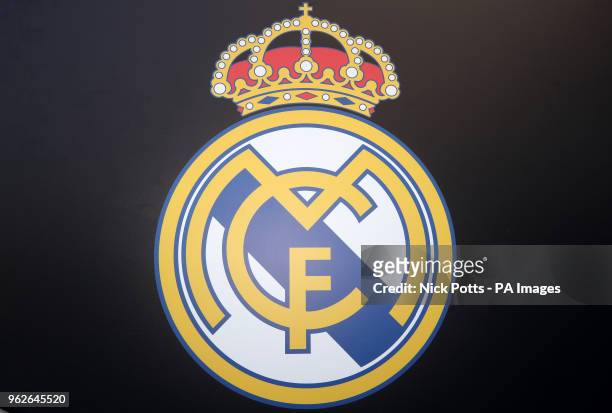 General view of the Real Madrid logo during the UEFA Champions League Final at the NSK Olimpiyskiy Stadium, Kiev.