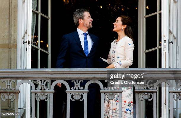 Crown Prince Frederik of Denmark with his wife Crown Princess Mary at the balcony of their residence on Amalienborg Palace on the occasion of his...
