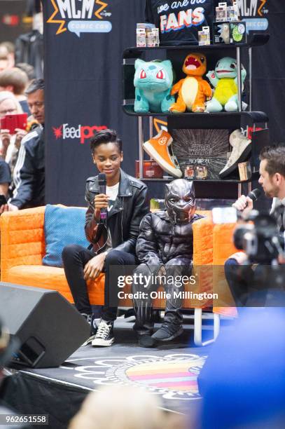 Letitia Wright in discussion about Black Panther, The Avengers and the wider Marvel Cinematic Universe on Day 2 of the MCM London Comic Con at The...