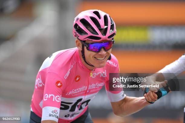 Arrival / Christopher Froome of Great Britain and Team Sky Pink Leader Jersey / Celebration / during the 101st Tour of Italy 2018, Stage 20 a 214km...