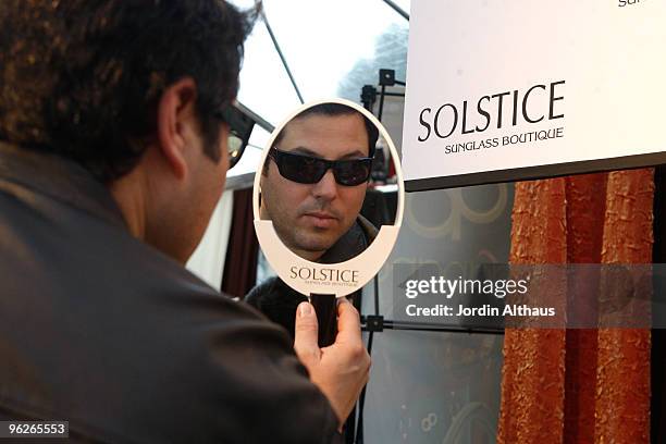 Actor Greg Grunberg wearing Hugo Boss 0131s sunglasses at the Solstice Sunglass Boutique and Safilo USA at 2010 GRAMMY Gift Lounge held at Staples...