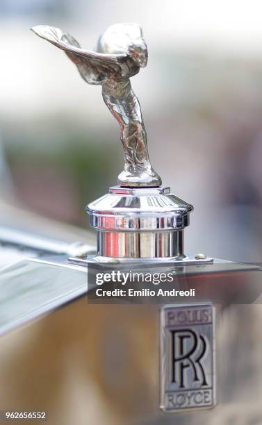 Hood ornament of a Rolls-Royce Phantom II on display at the Concours de Elegance Villa d'Este at Villa d'Este on May 26, 2018 in Como, Italy....