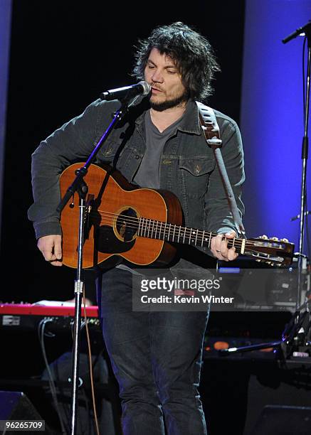 Musician Jeff Tweedy of the music group Wilco at the 2010 MusiCares person of the year tribute To Neil Young rehearsals held at the Los Angeles...