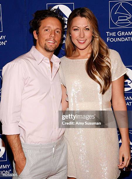 Musician Jason Mraz and singer Colbie Caillat attend the Music Preservation Project "Cue The Music" held at the Wilshire Ebell Theatre on January 28,...