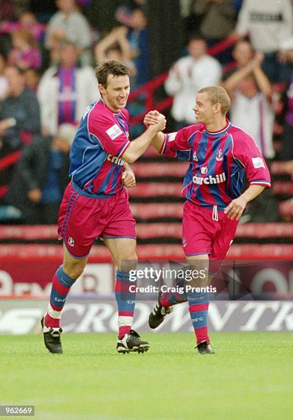 Dougie Freedman and Jamie Smith of Crystal Palace celebrate a goal during the Nationwide Division One match between Crystal Palace and Sheffield...