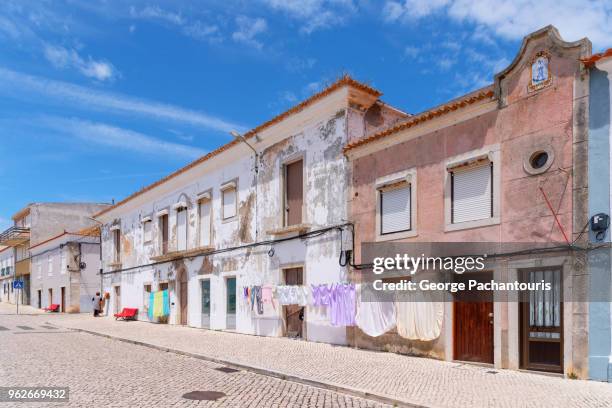 colorful old houses - peniche stock pictures, royalty-free photos & images