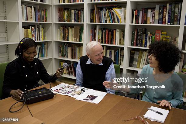 New York Times Photographer Bill Cunningham being recorded for a web podcast, describing what he photographed this week May, 2008 in New York City.