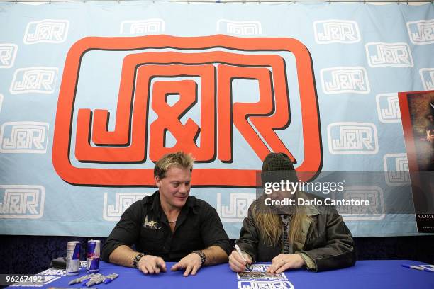 Wrestler Chris Jericho and Rich Ward promote "Chasing The Grail" at J&R Music and Computer World on January 29, 2010 in New York City.