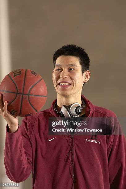 Closeup of Harvard Jeremy Lin before game vs Dartmouth at Leede Arena. Hanover, NH 1/23/2010 CREDIT: Winslow Townson