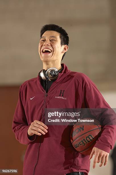 Closeup of Harvard Jeremy Lin before game vs Dartmouth at Leede Arena. Hanover, NH 1/23/2010 CREDIT: Winslow Townson