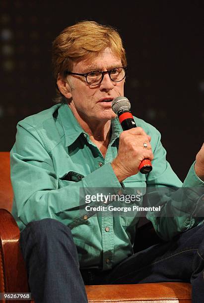 Sundance Institute President and Founder Robert Redford speaks at "The Shock Doctrine" screening at Eccles Center Theatre during the 2010 Sundance...