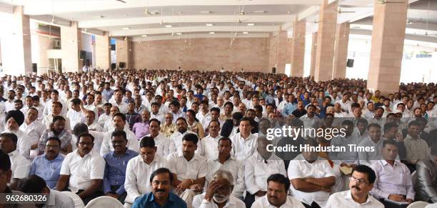 Workers and supporters during a national executive committee meeting of the Bahujan Samaj Party , on May 26, 2018 in Lucknow, India. Mayawati termed...