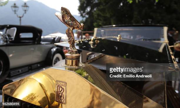 Hood ornament of a Rolls-Royce Phantom on display at the Concorso d'Eleganza Villa d'Este at Villa d'Este on May 26, 2018 in Como, Italy....