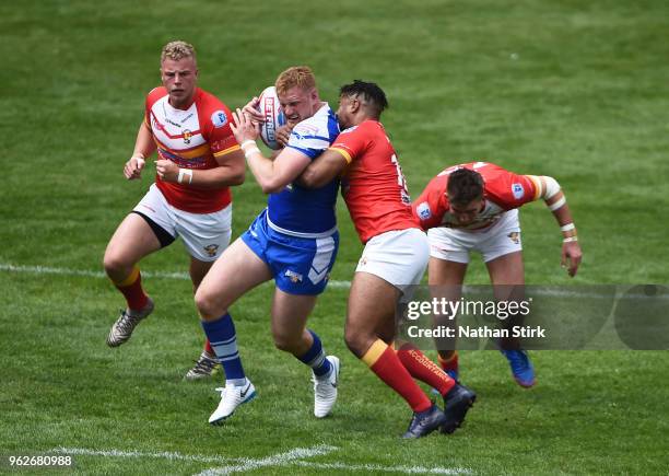 Joseph Bullock of Barrow Raiders in action during the Rugby League 2018 Summer Bash match between Barrow Raiders and Sheffield Eagles at Bloomfield...