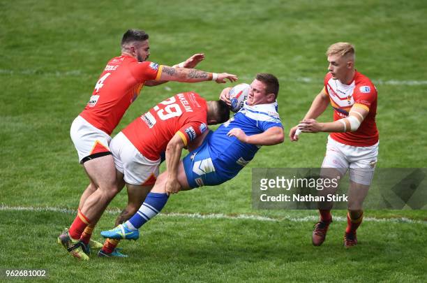 Jonathan Smith of Barrow Raiders in action during the Rugby League 2018 Summer Bash match between Barrow Raiders and Sheffield Eagles at Bloomfield...