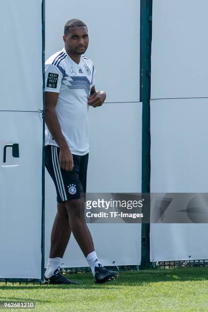 Jonathan Tah of Germany looks on during the Southern Tyrol Training Camp day four on May 26, 2018 in Eppan, Italy.