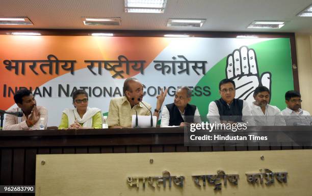 Senior Congress leaders Ghulam Nabi Azad, Ashok Gehlot, AICC National Spokesperson Randeep Singh Surjewala and All India Mahila Congress President...