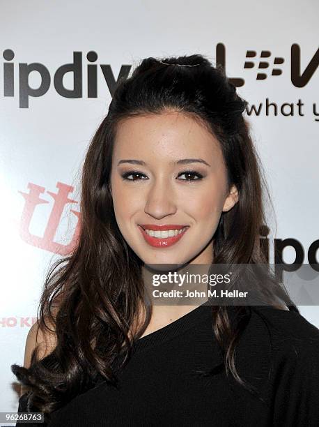 Actress Christian Serratos attends the 1st Annual Data Awards presented by wil.i.am, the Black Eyed Peas and Dipdive at the Palladium on January 28,...