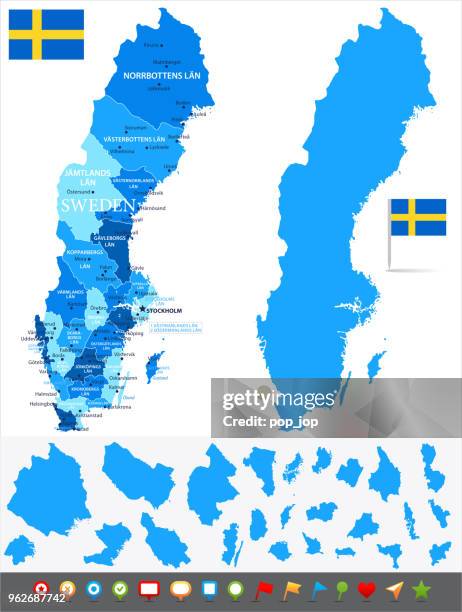 29 - sweden - blue and pieces 10 - stockholm map stock illustrations