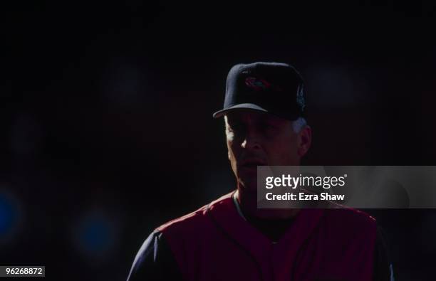 Cal Ripken Jr. Looks on during the 1999 MLB All-Star Game on July 13, 1999 in Boston, Massachusetts.