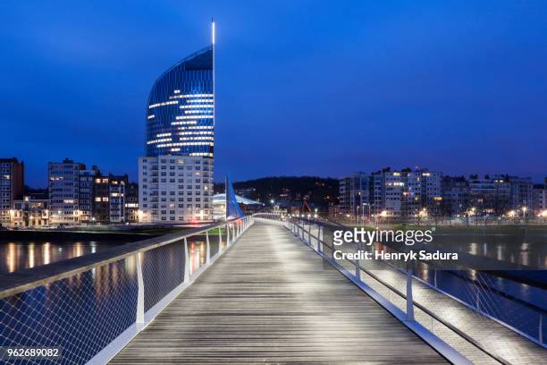 belgium, wallonia, liege, footbridge and cityscape - luik stock pictures, royalty-free photos & images