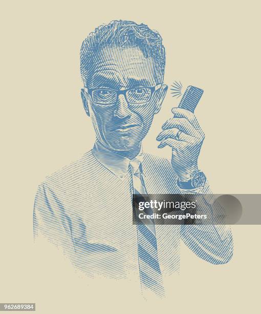 stressed out businessman talking on phone - shocked phone stock illustrations