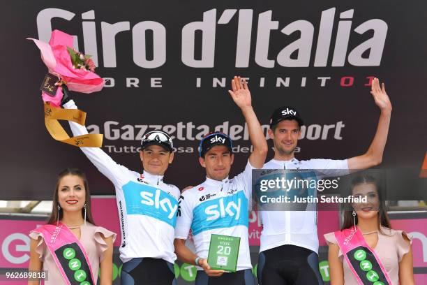 Podium / Kenny Elissonde of France / Sergio Luis Henao Montoya of Colombia / Wout Poels of The Netherlands / Team Sky of The Great Britain / Super...