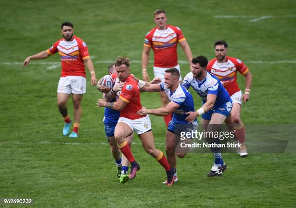 Ben Blackmore of Sheffield Eagles in action during the Rugby League 2018 Summer Bash match between Barrow Raiders and Sheffield Eagles at Bloomfield...