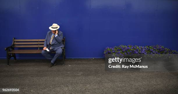 Kildare , Ireland - 26 May 2018; A racegoer during the Curragh Races Irish 2,000 Guineas Day at the Curragh in Kildare.