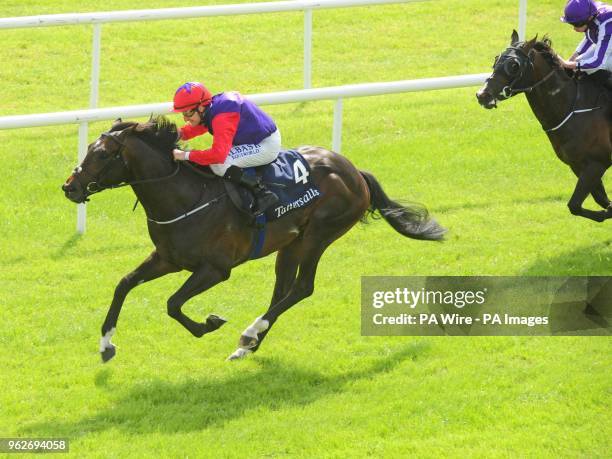 Romanised ridden by jockey Shane Foley on the way to winning the Tattersalls Irish 2,000 Guineas during day one of the 2018 Tattersalls Irish Guineas...