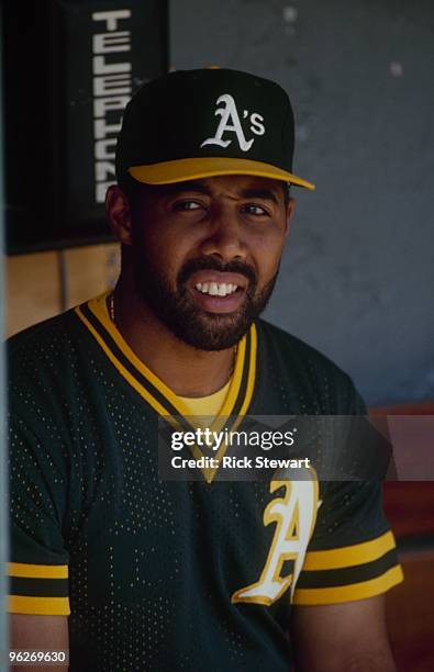 Harold Baines of the Oakland Athletics looks on during the game against the Boston Red Sox at Fenway Park on May 23, 1992 in Boston, Massachusetts.