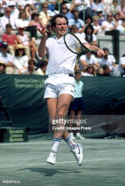 John McEnroe plays tennis at the The Shearson Lehman Tournament circa May 1985 in New York City.