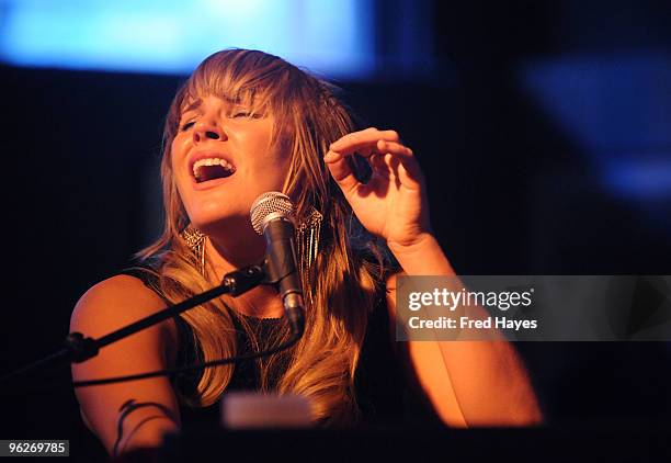 Musician Grace Potter of Grace Potter and the Nocturnals performs at the Music Café - Day 8 during the 2010 Sundance Film Festival at Filmmaker Lodge...