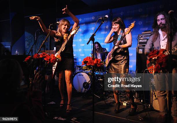 Grace Potter and the Nocturnals perform at the Music Café - Day 8 during the 2010 Sundance Film Festival at Filmmaker Lodge on January 29, 2010 in...