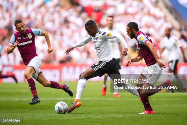 Ryan Sessegnon of Fulham and Ahmed Elmohamady of Aston Villa during the Sky Bet Championship Play Off Final between Aston Villa and Fulham at Wembley...